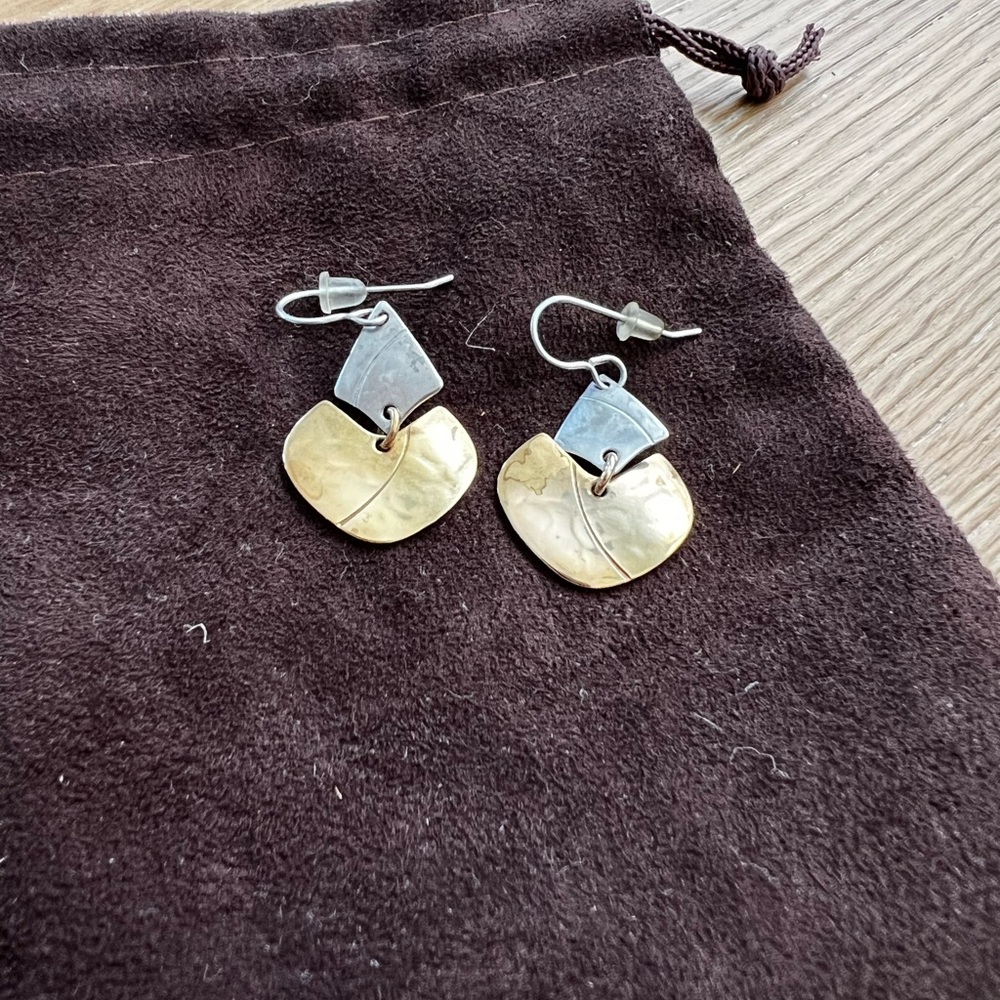 Marjorie Baer Two-Tone Hammered Drop Earrings